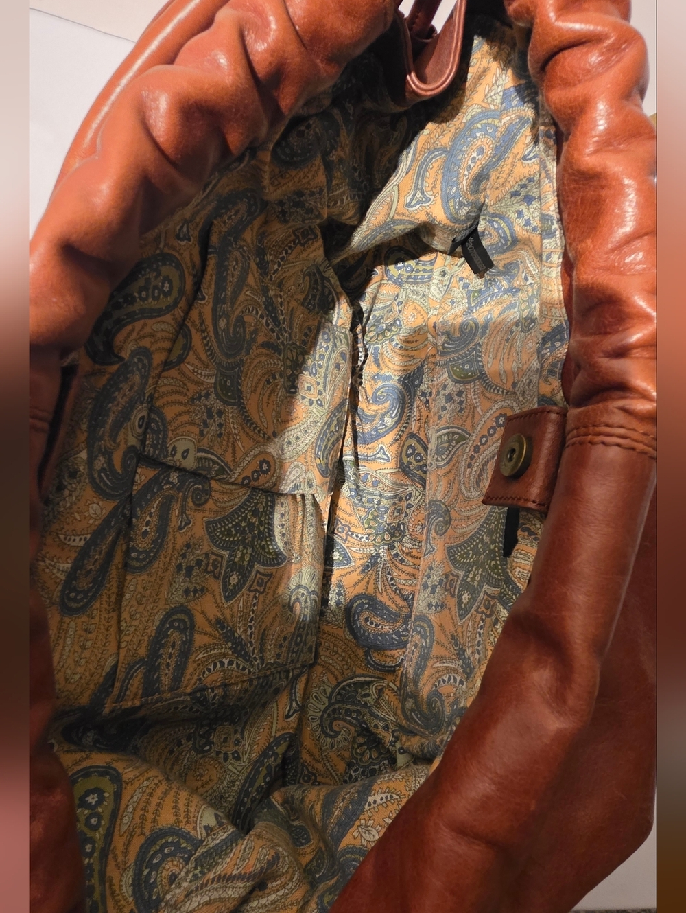 HOBO International Brown Leather Ruched Shoulder Bag Slouchy Satchel 16x10x6 8" - Picture 5 of 9